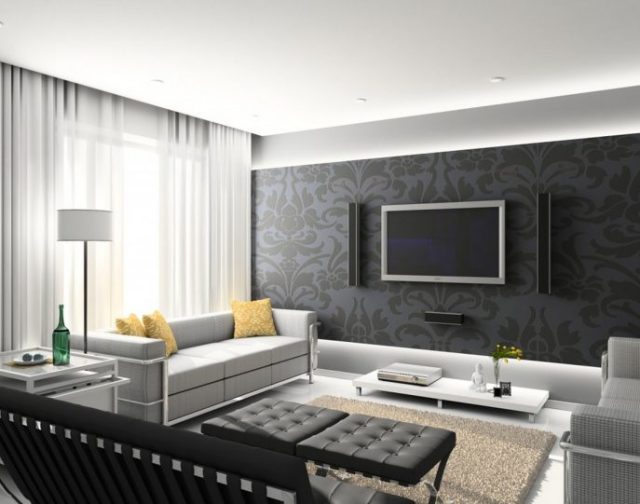 جمال اللون الرمادي Decoration-salon-classique-gris-noir-et-blanc-640x504