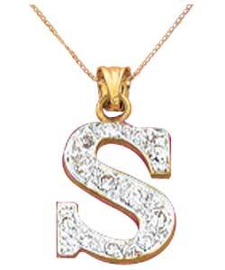      Unbranded-9ct-gold-cubic-zirconia-initial-pendant-letter-s