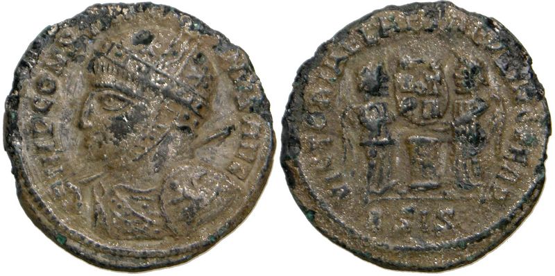 Follis de Constantino I. VICTORIAE LAETAE PRINC PERP. Siscia 56b