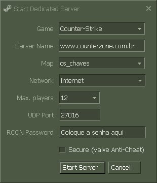 Como criar um sever de CS 1.6 [NoSteam] Dedicated_server