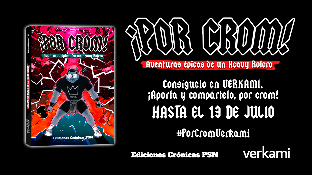 Verkami ¡POR CROM! AVENTURAS DE UN HEAVY ROLERO CARTELA_POR-CROM_negro