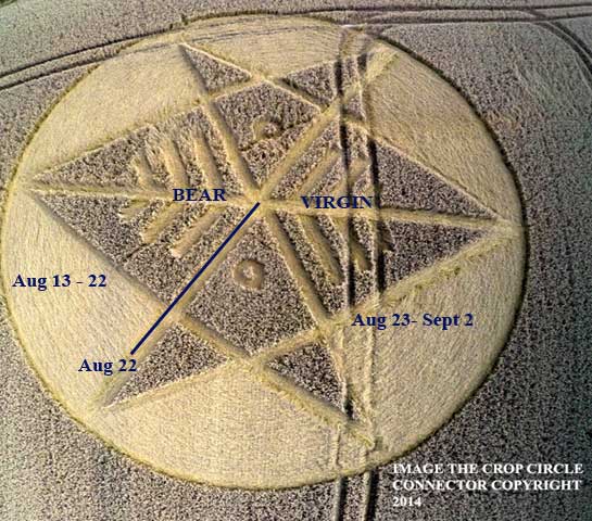  	 Crop Circle at Ironwell Lane, nr Stroud Green, Essex, United Kingdom. Reported 24th August  2014 Bear-virgin