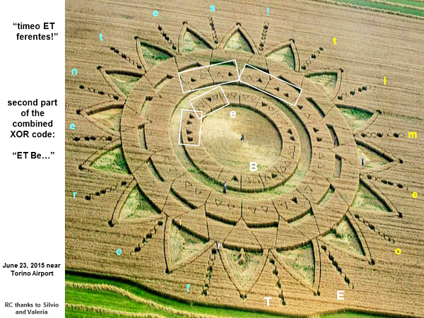 Crop Circle ~  Summery of Aeroporto Torino Aeritalia, Turin, Piedmont, Italy. Reported 23rd June Tcodes-15