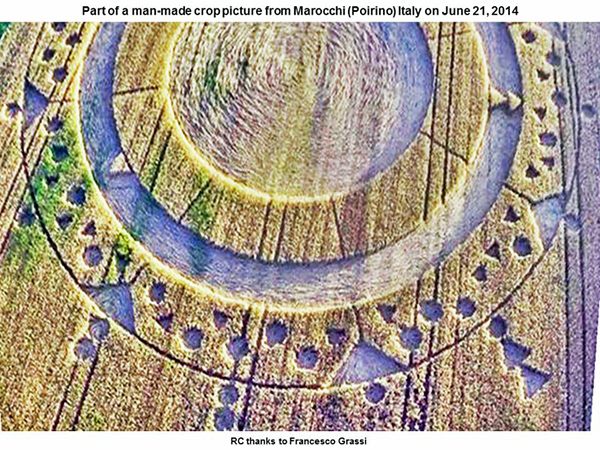 Crop Circle ~  Summery of Aeroporto Torino Aeritalia, Turin, Piedmont, Italy. Reported 23rd June Torino-appendix1a