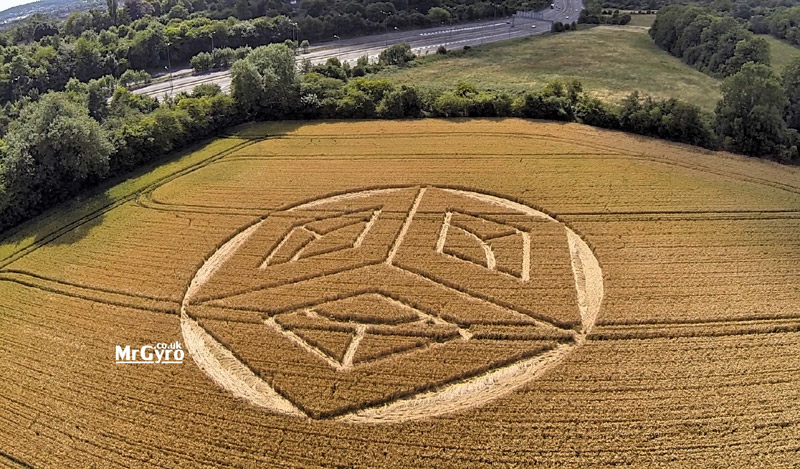 Crop Circle At Ockley Hill, nr Merstham, Surrey.UK. Reported 19th July 2015. 1x