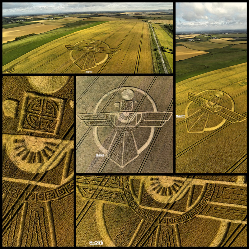 Crop Circle ~ Uffcott Down, nr Barbury Castle, Wiltshire. Reported 25th July. HackpenCollage