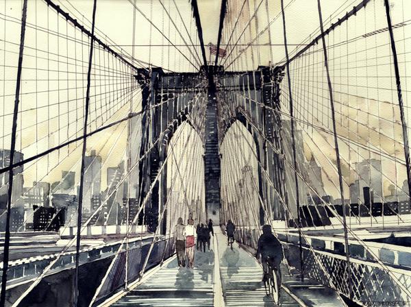 Arhitektura u delima slikara Brooklyn_bridge_by_takmaj