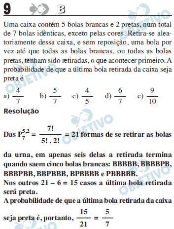 Questão 9, Objetivo 009b