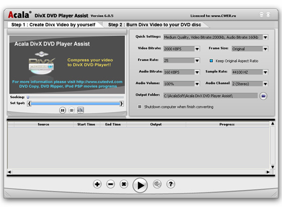 فقط على اوديسا وبانفراد تحميل Acala DivX DVD Player Assist 6.0.5 AcalaDivXDVDPlayerAssist605