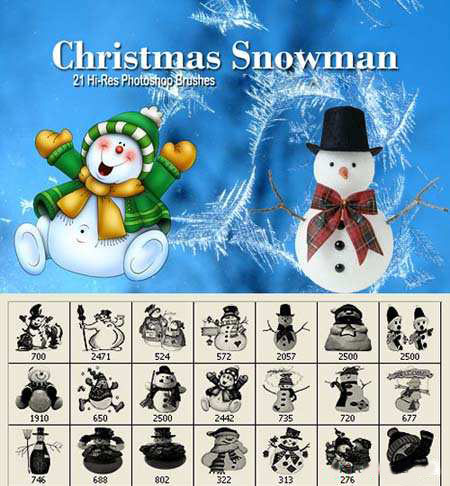 Christmas Snowman Photoshop Brushes 8_