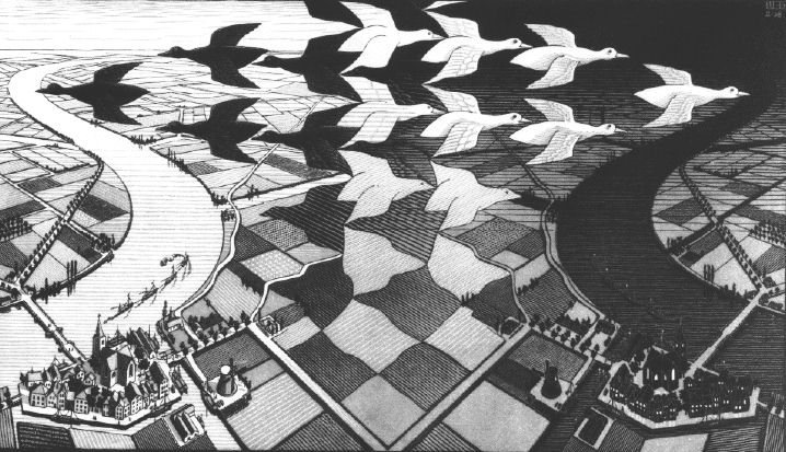 Algunas de las imagenes de las obras de Escher Day_and_Night