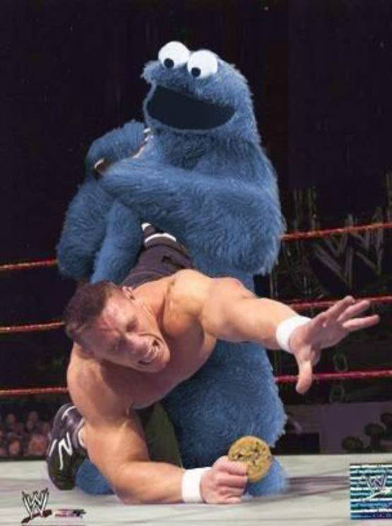 I can has cookies? Cookie_monster_wrestling