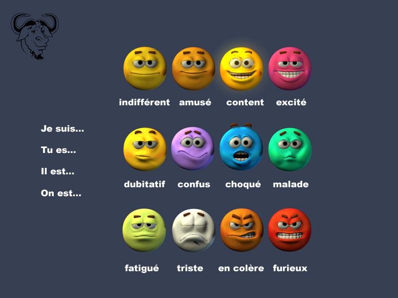 Planches d'illustrations libres de droits pour conlang Emotion01_fr