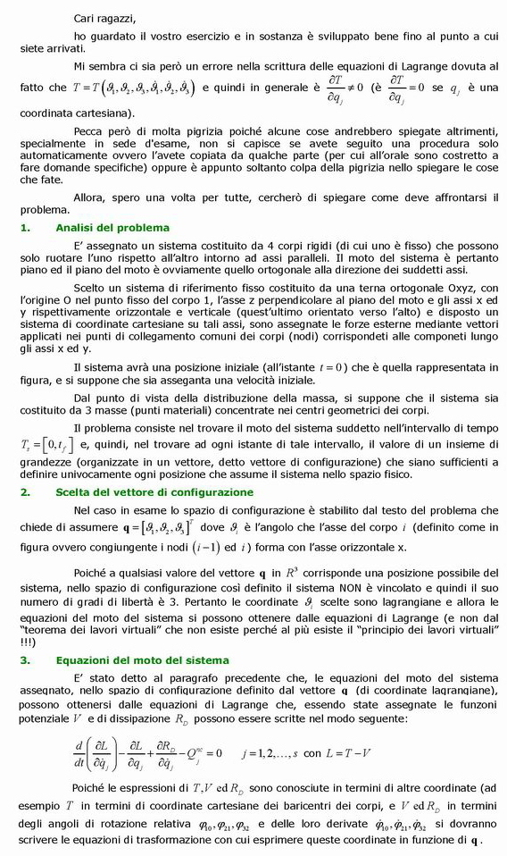 esercizio: n°23 pag 211 del libro DINAMICA ANALITICA Canovaccio