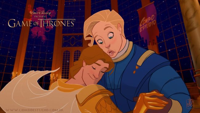 « Game Of Thrones » version « Disney » : c'est l'idée géniale de ces deux illustrateurs brésiliens ! Par Céline Gautier                      Brienne-et-Renly1-650x366