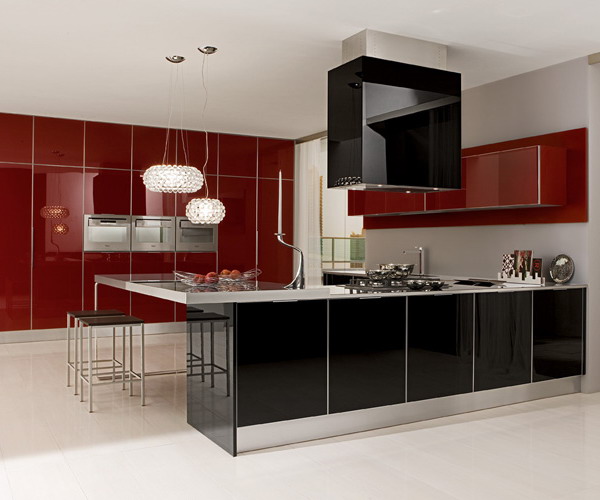 مطابخ باللونين  الاسود و الاحمر Black-kitchen-elegant-look3-1