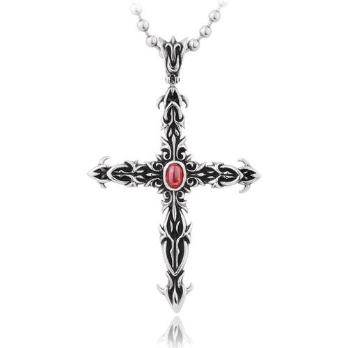 Nephalem Cross Cross-pendant-necklace-red-black-gem-goths