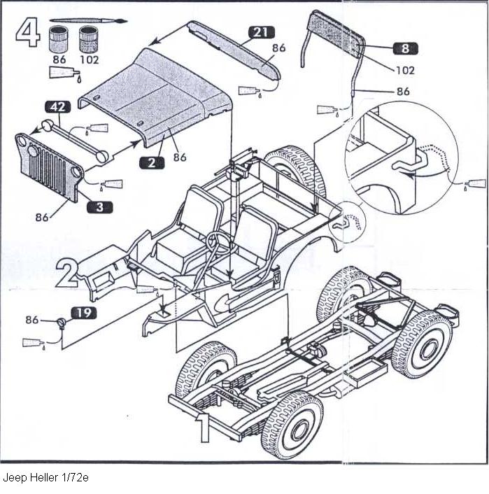 JEEP WILLYS 1st US Infantry Division 1/72ème Réf 79997 Notice Heller_notice_4