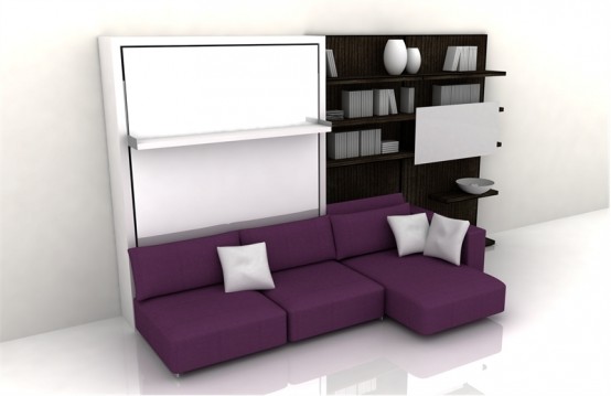 ابتكار جميل وعملي لغرف النوم في البيوت الصغيرة ..!!!  Functional-Furniture-for-small-living-room-Swing-by-Clei-4-554x359