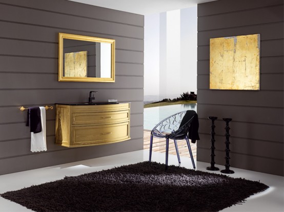 مغاسل بشكل مميز، تتميز بجاذبيتها وعصريتها Modern-and-Elegant-Gold-Bathroom-Furniture-Mignon-by-Eban-1-554x415