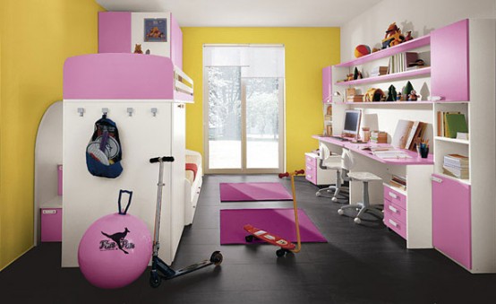  غرف نوم للبنات صور غرف نوم بنات روعه  Colorful-children-room-10-554x339