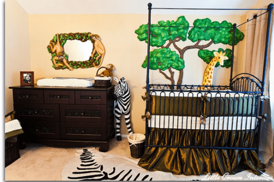 ابهري طفلك واجعلى في غرفة نومه أجواء الغابة المرحة السعيدة. Jungle-inspired-kids-room-07-554x369