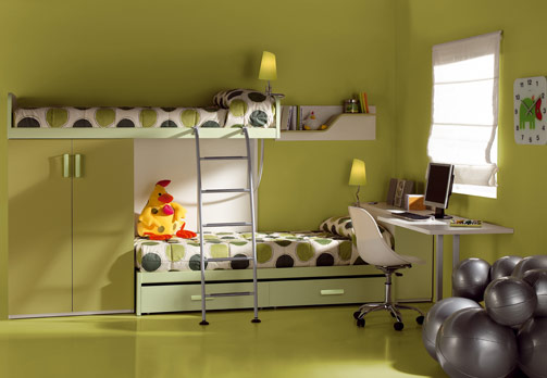 غرف نوم اطفال Kids-room-decor-green-1