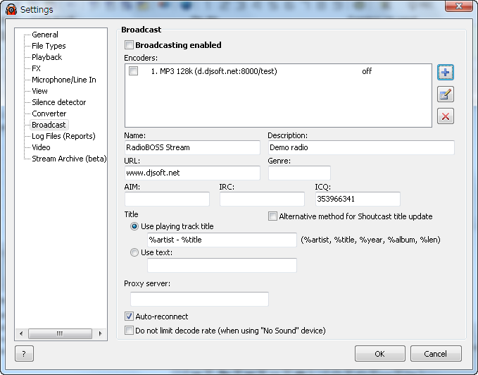 RadioBOSS v4.0.2.248 100% Full con Keygen Player_settings_br_en_full