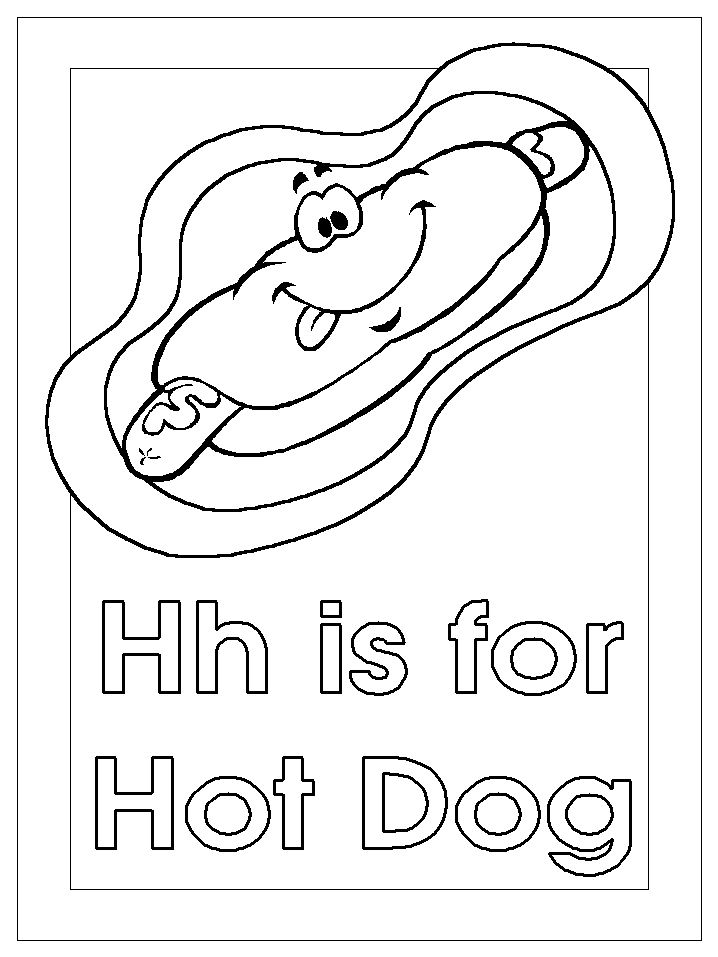 للتلوين كلمات انجليزية  تطبيقات على حرف H Bh-hotdog