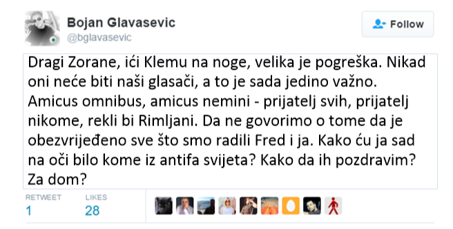 Zoki u Srbiji prošao gore nego Tuđman:'Budala,ustaški unuk,pio bi krv Srbima,šaka mržnje za šaku glasova' - Page 2 Bojan-Glava%C5%A1evi%C4%87-twitao-pa-izbrisao-twit-protiv-Milanovi%C4%87a-24-8-2016-2-03-53