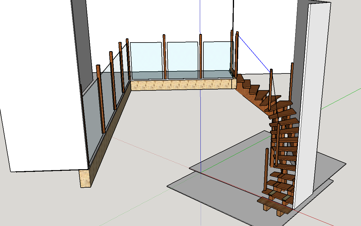 Escalier en chêne 2 virages + mezzanine Vueescalier