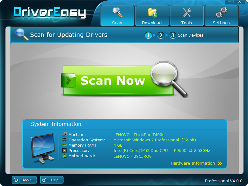 DriverEasy Professional 4.9.4.6221 لتحديث ونسخ وإستعادة التعريفات (تثبيت وتفعيل صامت) MainScreen