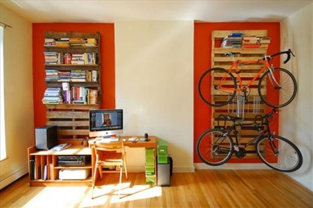 Amazing Uses For Old Pallets Pallet-book-shelf-and-bike-rack-Medium