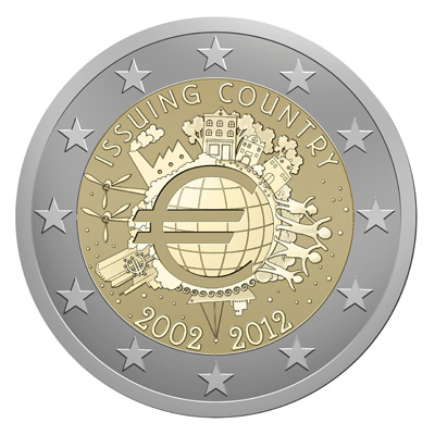 10 años de billetes y monedas en euros  10_years_euro_coin
