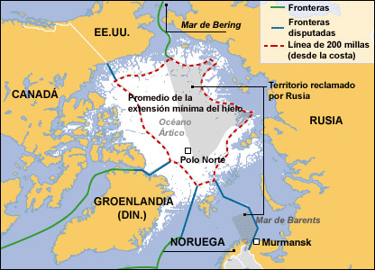 rusia creara una flota militar especial para proteger el polo norte de posibles intrusos  Mapa-artico