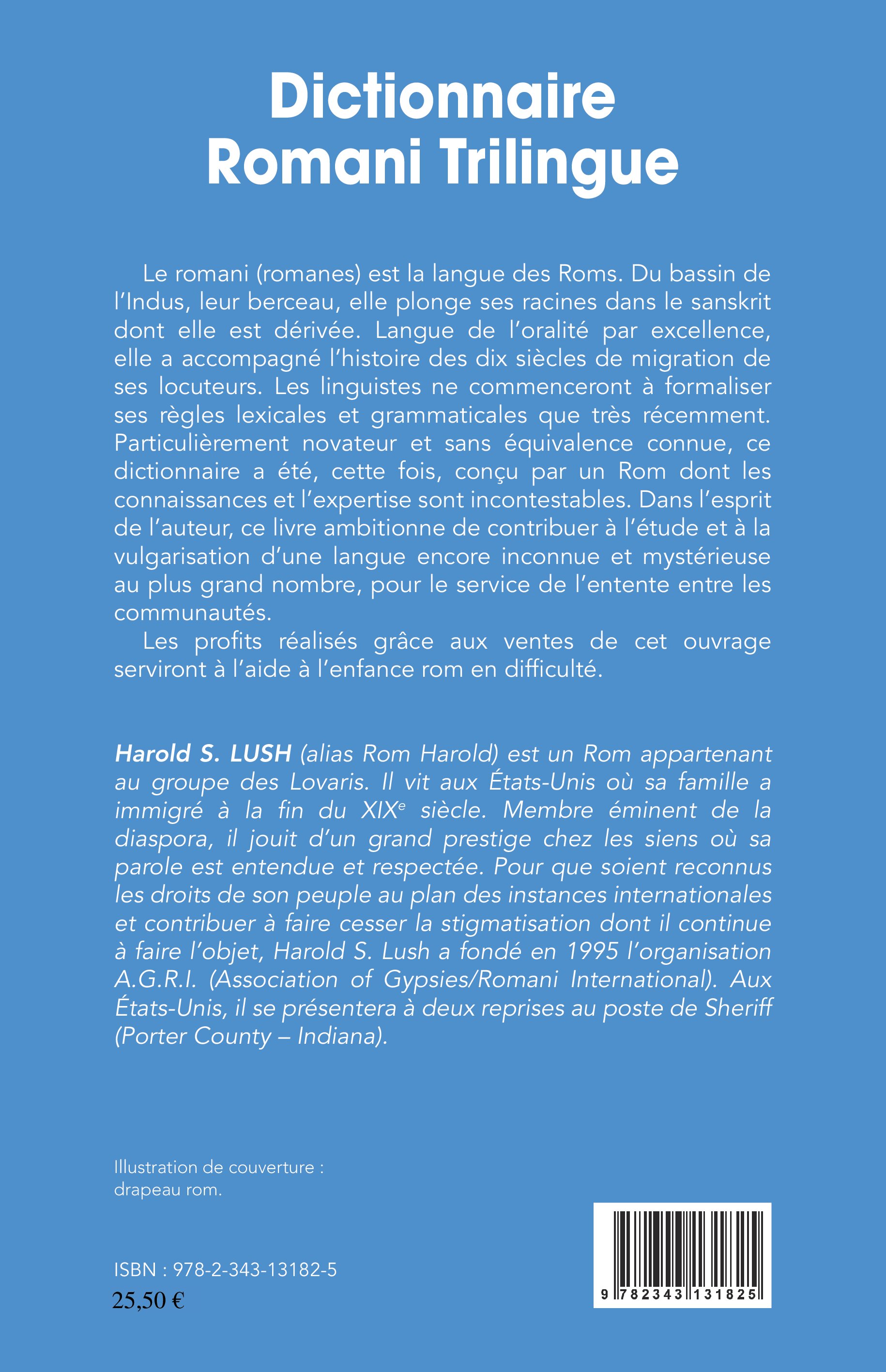 Dictionnaire romani trilingue : romani - français - anglais Harold S. Lush et Félix Monget 9782343131825v