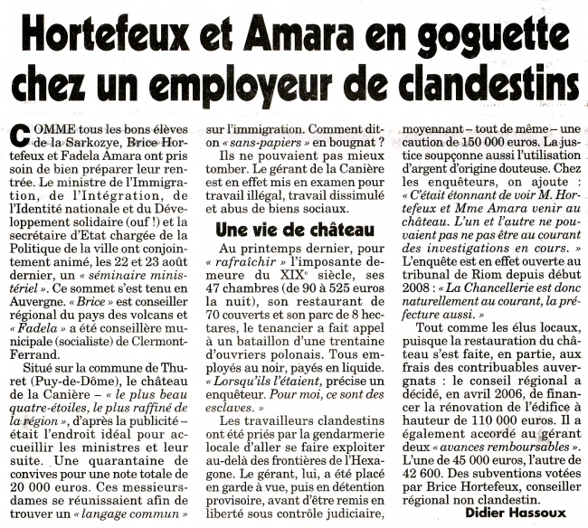 Brice et Fadéla chez un employeur de clandestins Canard080903-hortefeux_et_amara