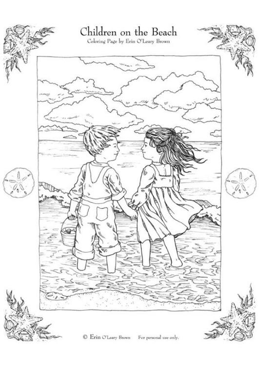 Coloriage PLAGE Fr-images-coloriages-colorier-photo-enfants-a-la-plage-p6000