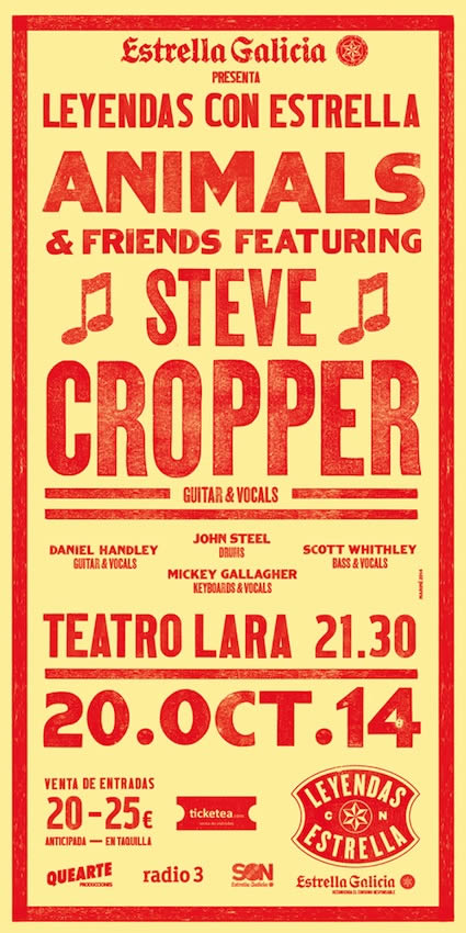 Steve Cropper y los Animals tocarán juntos en Madrid Animals-steve-cropper-14-10-14