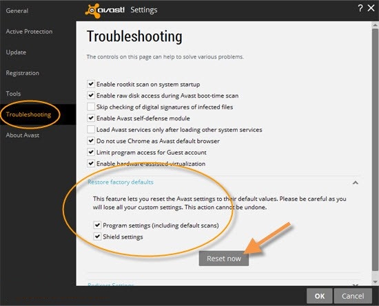 كيفية - كيفية إسترجاع الاعدادات الافتراضية لبرنامج الحماية أفاست Avast-reset-factory-default-0