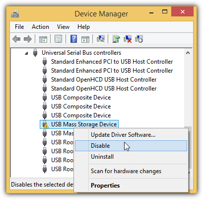 حل مشكلة عدم تعرف الكمبيوتر علي الفلاش ميموري Disable-usb-device