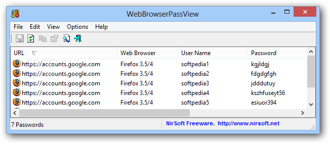 معرفة كلمات السر ” الباسورد ” المحفوظة على المتصفح والكمبيوتر WebBrowserPassView_1