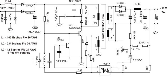 Tv CCE 2185FS liga, acende o filamento, mas nao tem imagem e nem som, led fica piscando Fonte-comutada-12v