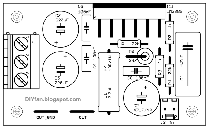 lm3886 controllo pcb  LM3886_top_parts_th