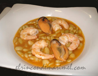 Verdinas con mejillones y langostinos  Fabines-verdes-con-langostinos