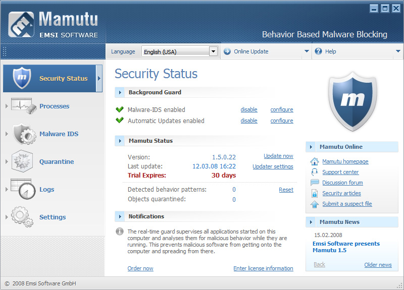 جدار ناري قوى وداعم للعربية Securitystatus