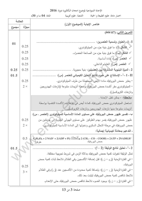 مواضيع و حلول شهادة الباكالوريا 2016 شعبة علوم تجريبية 9263408_orig