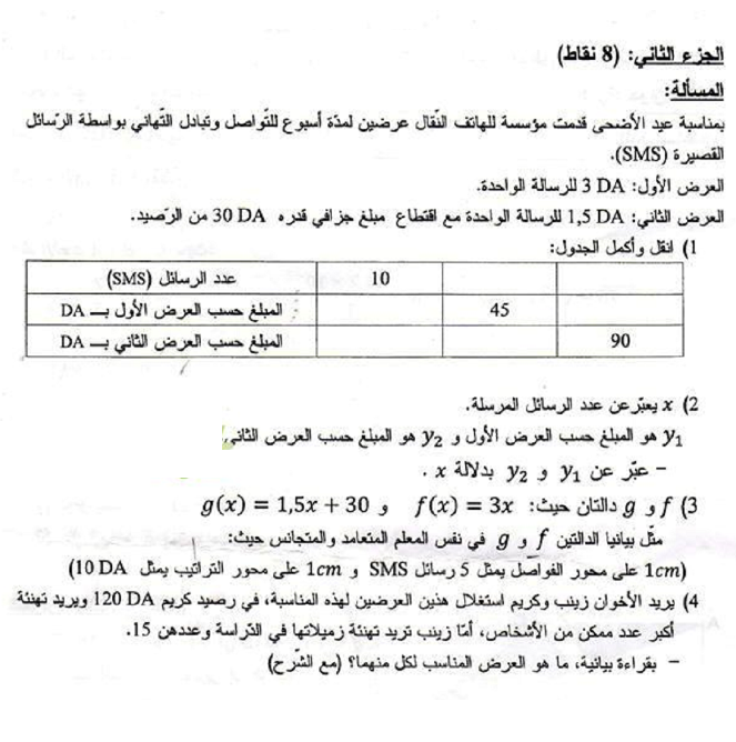 امتحان تجريبي في الرياضيات للسنة الخامسة ابتدائي 9 - موضوع الرياضيات شهادة التعليم المتوسط 2014 9994139_orig