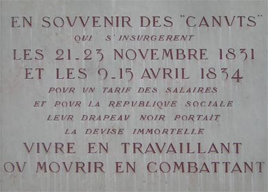 Nouvelle agitation des Canuts à Lyon (1834) Canuts_plaque