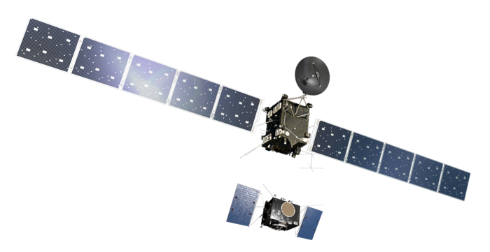 Sonde technologique Asteroid Impact and Deflection Assessment (AIDA) Rosetta_compared_to_AIM_node_full_image_2